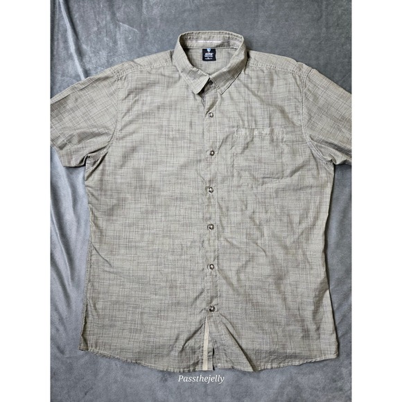 Kuhl Shirt Mens Large‎ Textured Green SS Breathable Stretch Vent Wick Cool - Picture 1 of 14